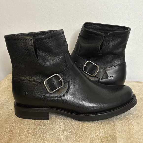 FRYE “Veronica Bootie” Women’s Oiled Leather Waterproof Boot (Black/Silver) Sz 9 - Picture 7 of 10